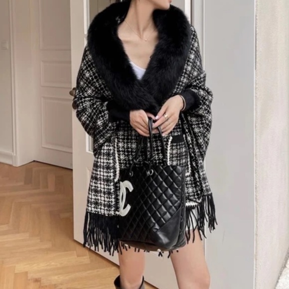 ShopEvelynne Jackets & Blazers - 81 Faux Fur Gorgeous Fringe Coco Style Jacket Cape